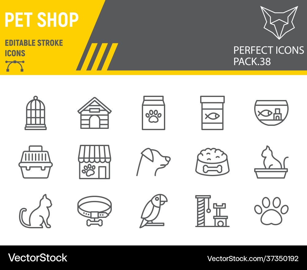 Pet shop line icon set store collection vector image