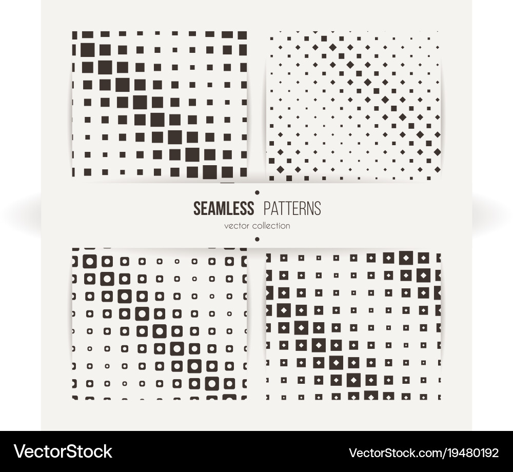 Seamless halftone square patterns set vector image