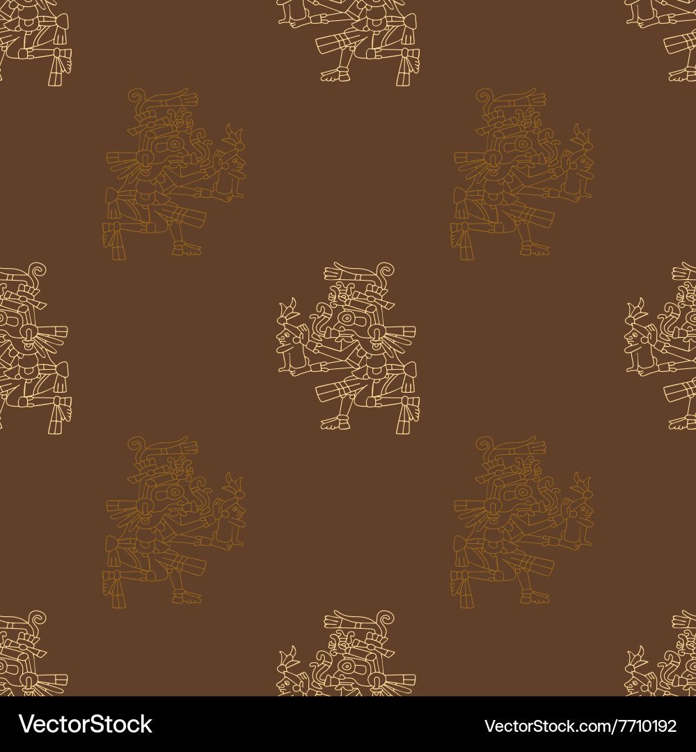 Seamless pattern with symbols from aztec codices Vector Image