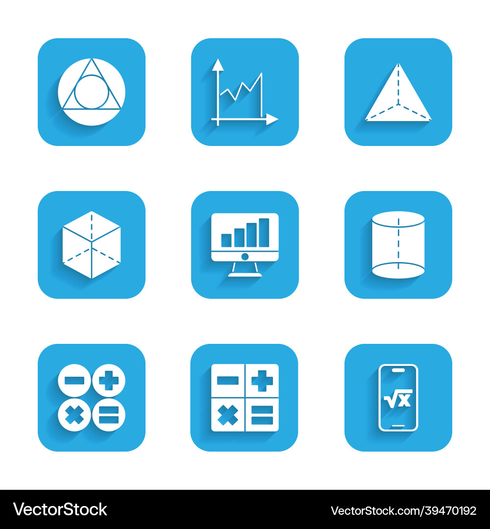 Set computer monitor with graph chart calculator Set computer monitor with graph chart calculator Vector Image