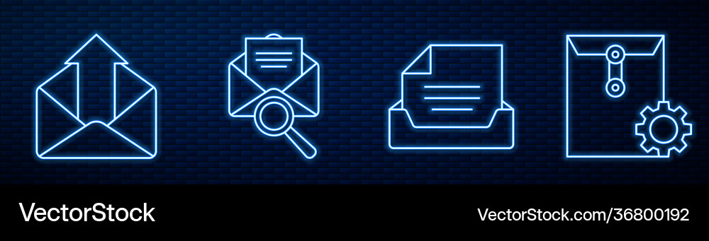Set line drawer with document outgoing mail Vector Image