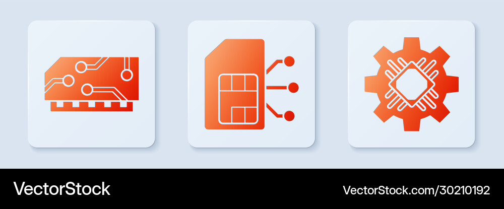 Set sim card ram random access memory Set sim card ram random access memory vector image