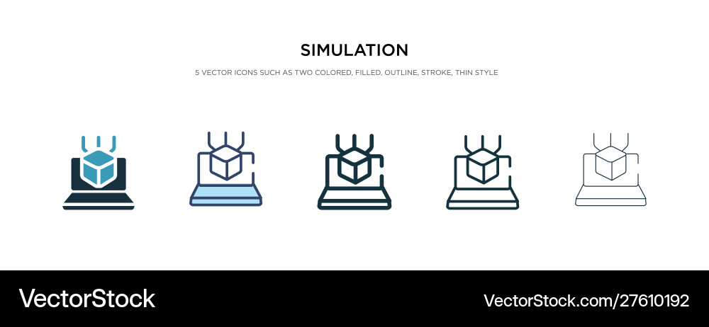 Simulation icon in different style two colored Simulation icon in different style two colored vector image