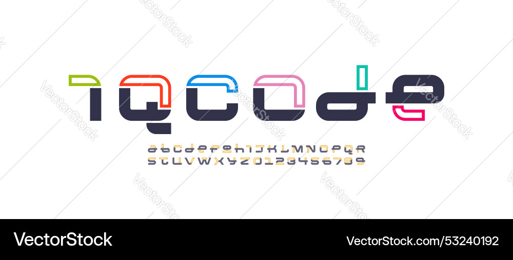 Technical font digital cyber alphabet Technical font digital cyber alphabet vector image