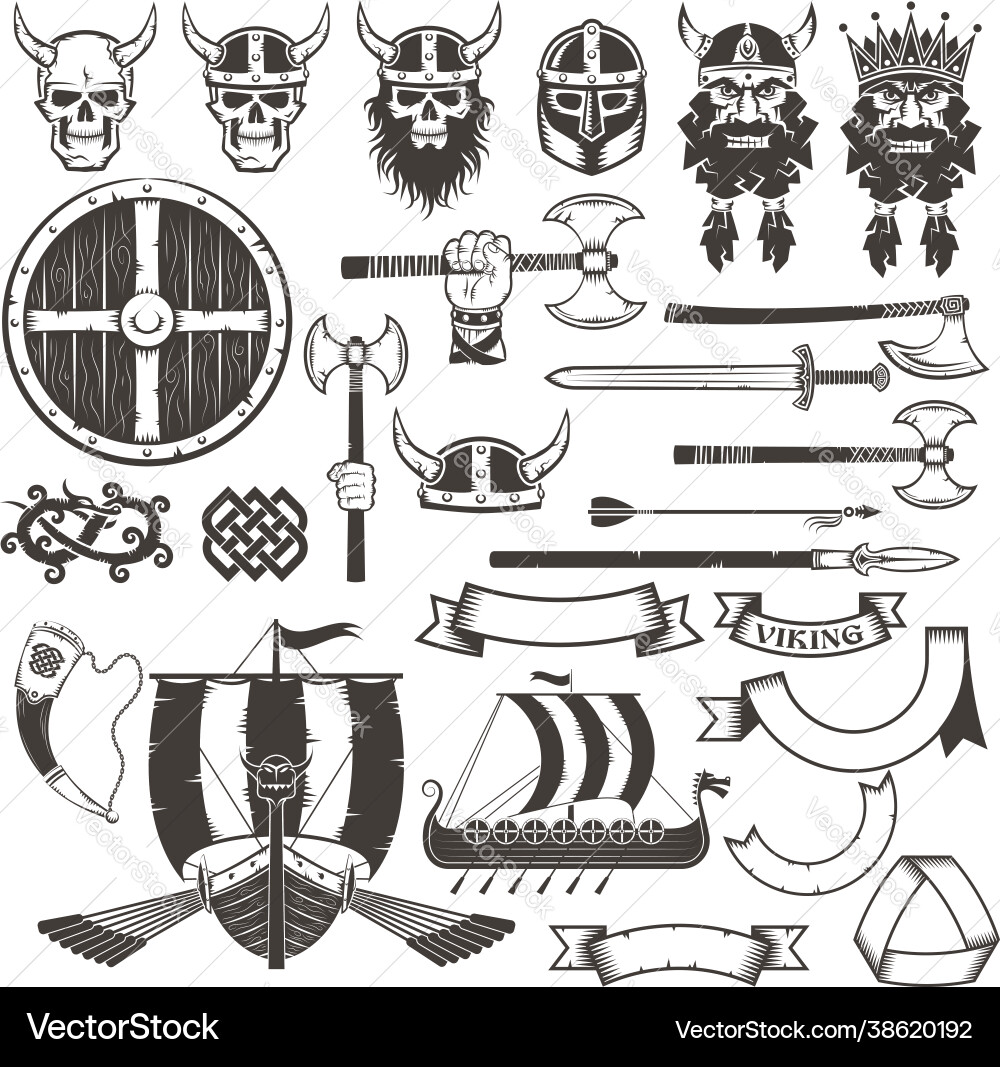 Viking Weapons & Shields vector image