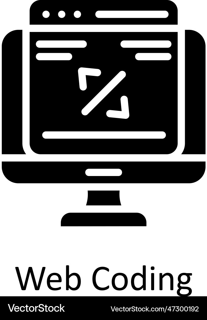 Web Codierung solide Icon Design Vektorbild