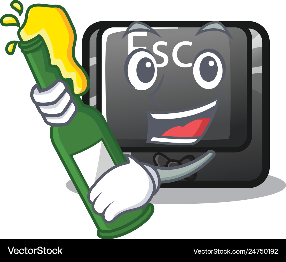 With beer button esc isolated in character With beer button esc isolated in character vector image