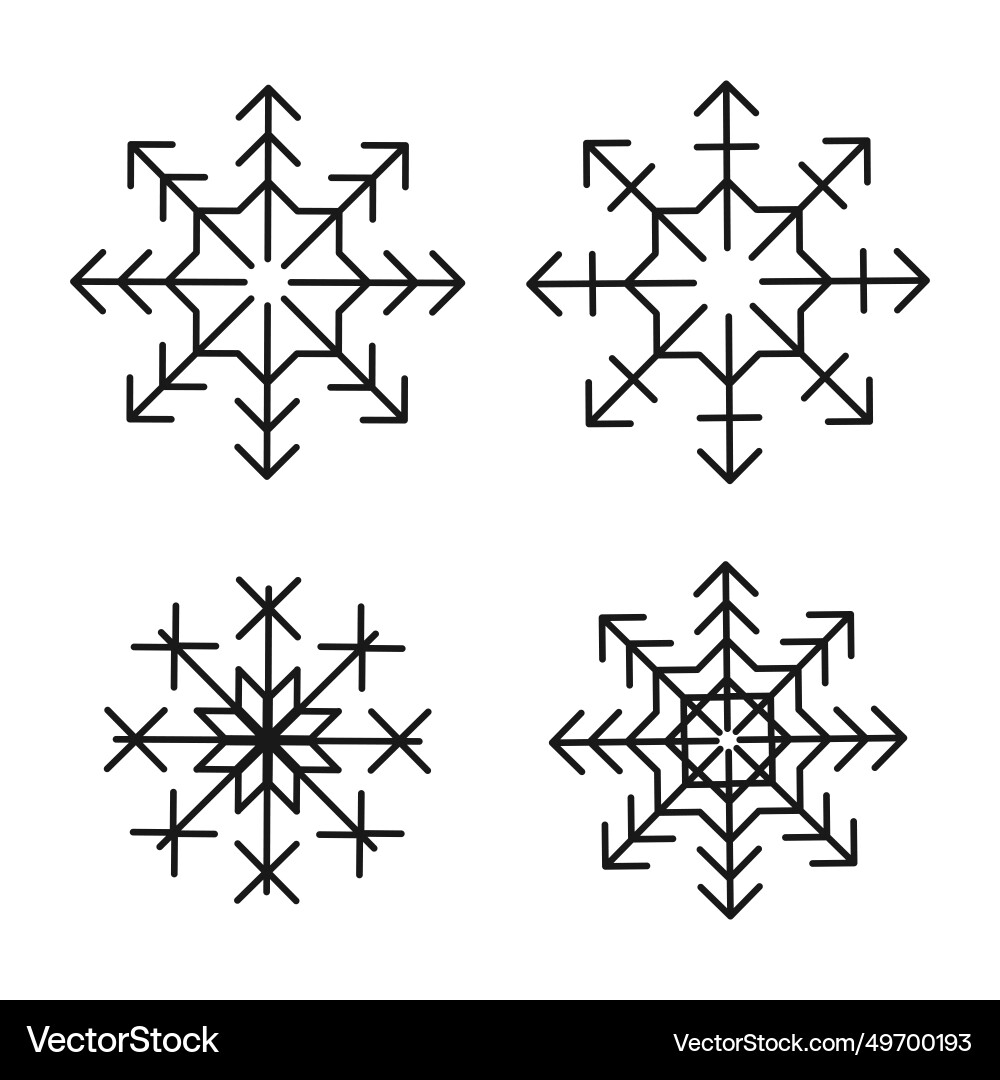 Abstract star snowflake pattern set isolated flat Abstract star snowflake pattern set isolated flat vector image
