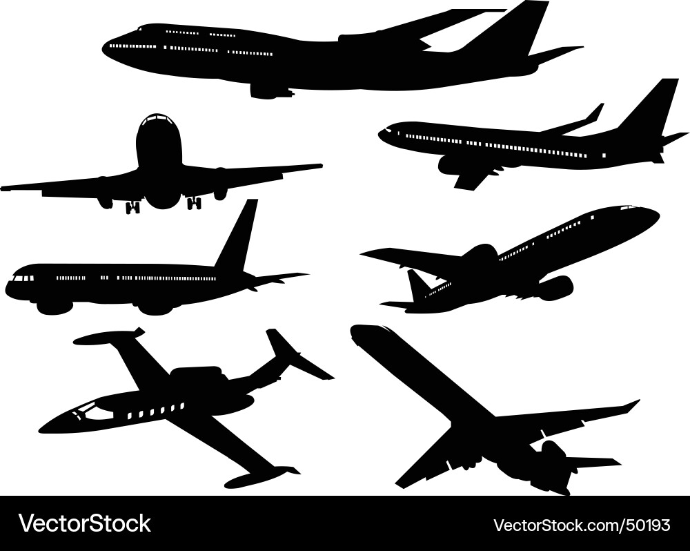 Airplane Silhouettes Set vector image