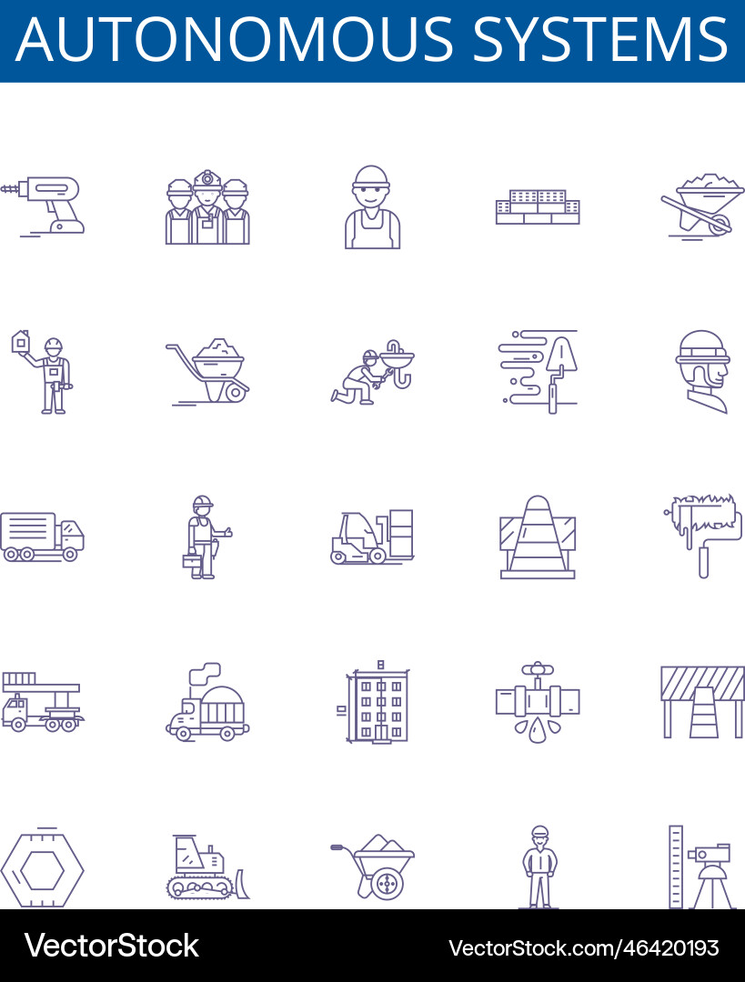 Autonomous systems line icons signs set design Autonomous systems line icons signs set design vector image