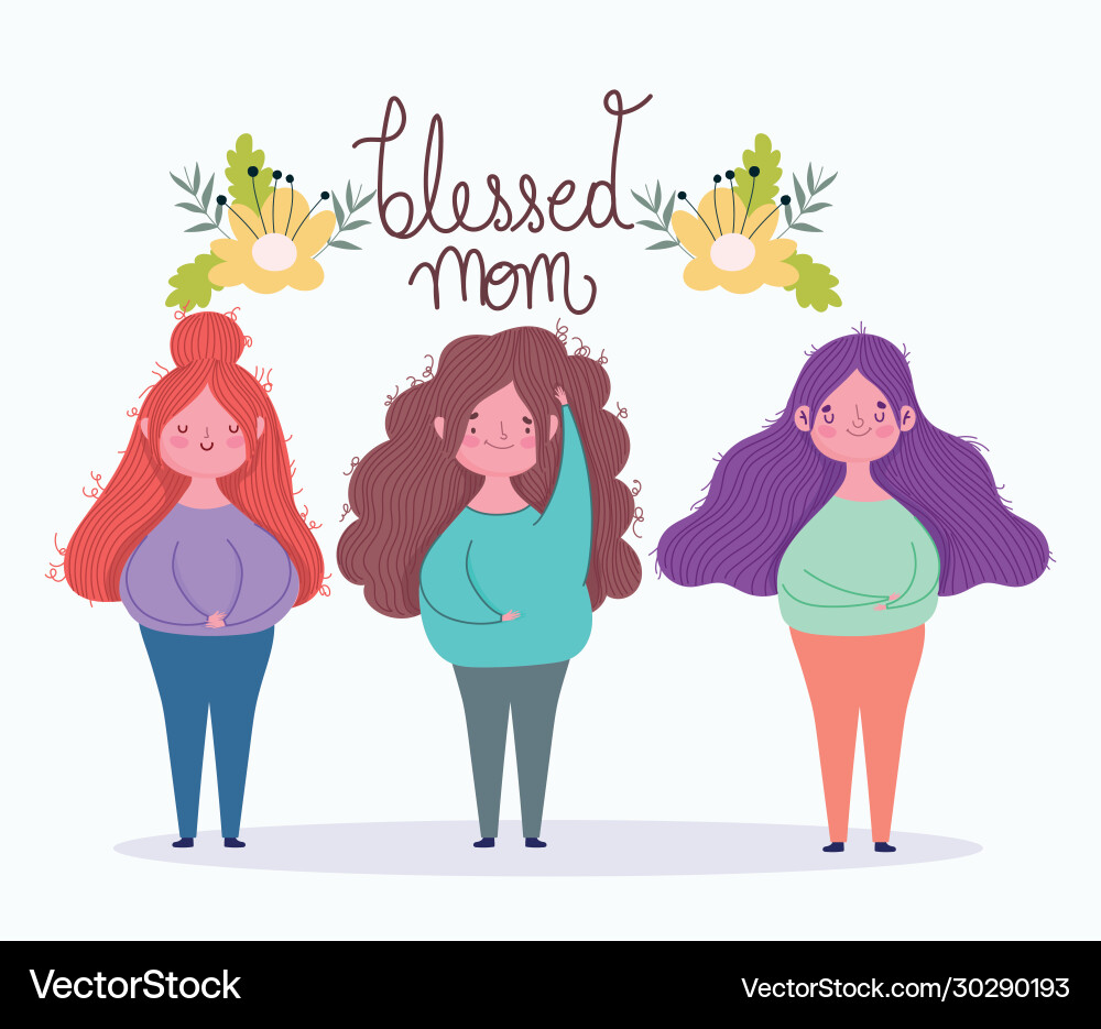 Glückliche Mütter Tag gesegnet Mutter Frauen Blumen Glückliche Mütter Tag gesegnet Mutter Frauen Blumen vektorbild