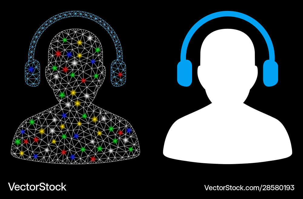 Glowing mesh network listen operator icon Glowing mesh network listen operator icon vector image