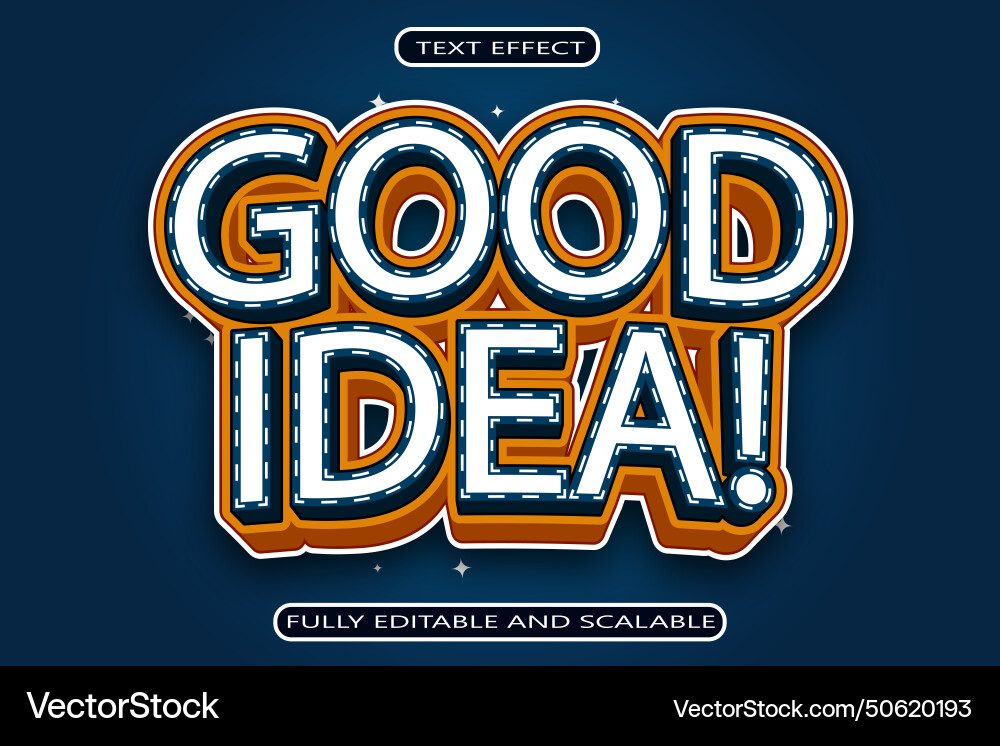 Good idea editable text effect 3 dimension emboss Good idea editable text effect 3 dimension emboss vector image