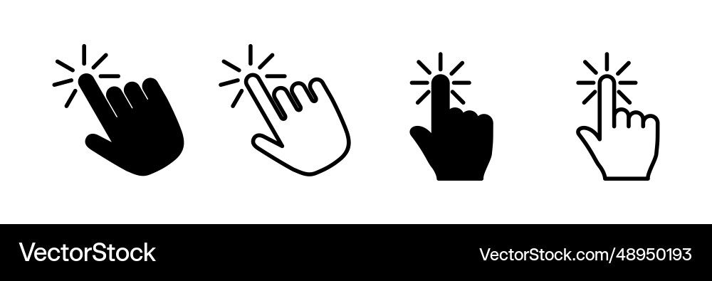 Hand click icon clicking finger pointer Hand click icon clicking finger pointer vector image