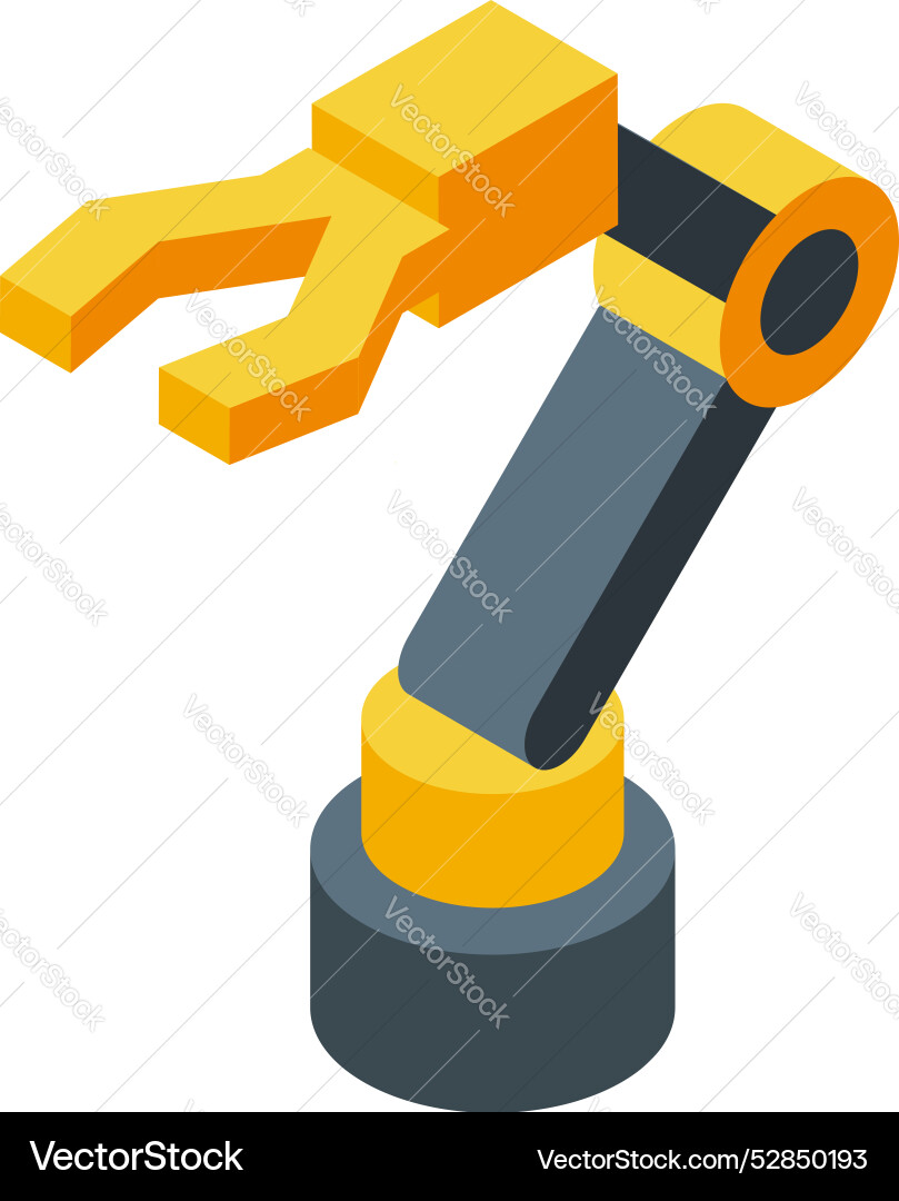 Mechanical robot arm holding something with three Vector Image