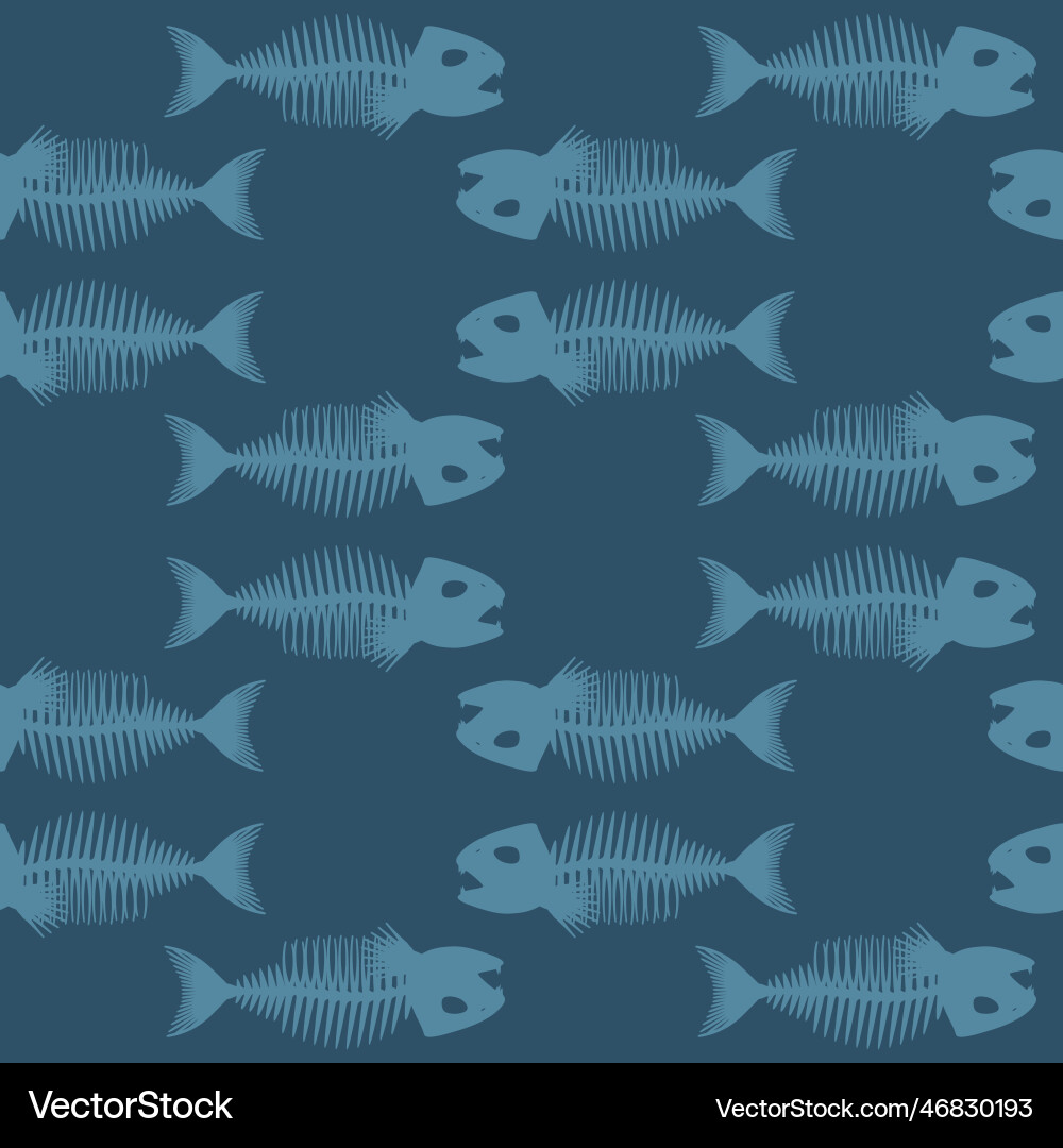 Seamless pattern with fish skeletons endless Seamless pattern with fish skeletons endless vector image