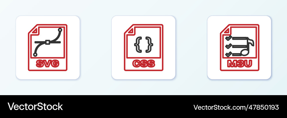Set line m3u file document svg and css icon Set line m3u file document svg and css icon vector image