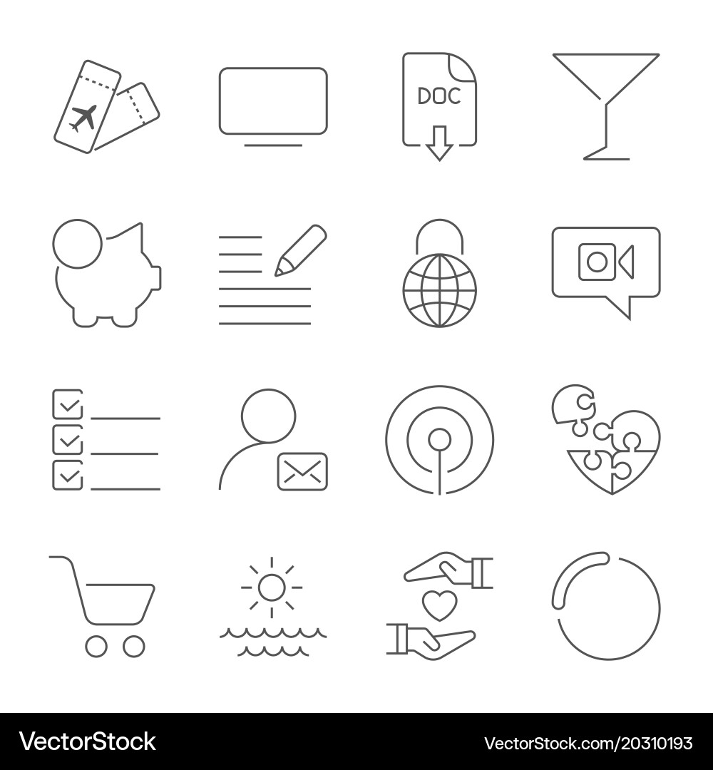 Simple different icons set universal to use Vector Image