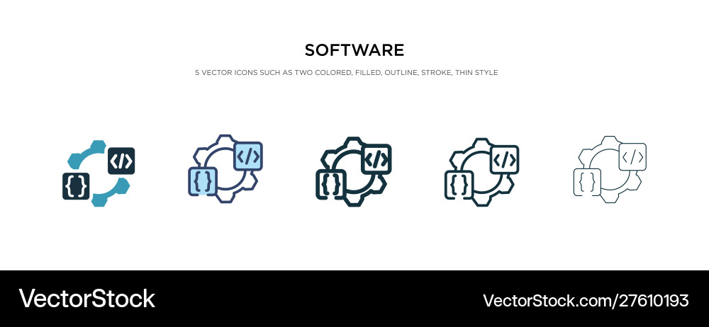 Software icon in different style two colored Software icon in different style two colored vector image
