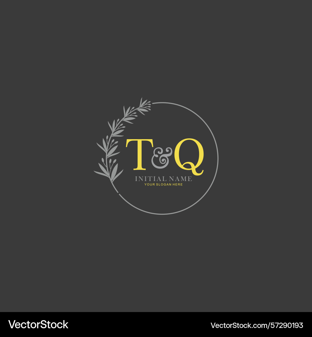 Tq initial logo templates with botanical elements Vector Image