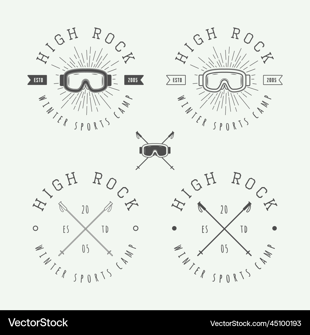 Vintage snowboarding or winter sports logos Vintage snowboarding or winter sports logos vector image