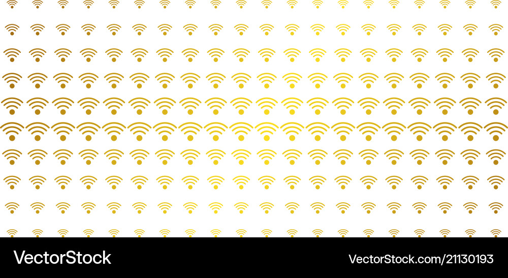 Wi-fi source golden halftone matrix vector image