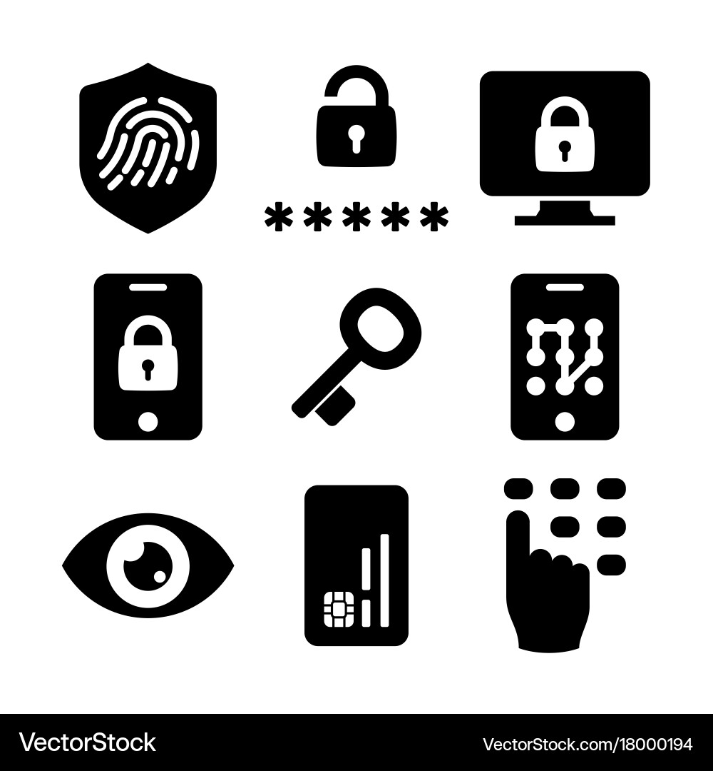 Authentication Icon Set - Security & ID Vector Image