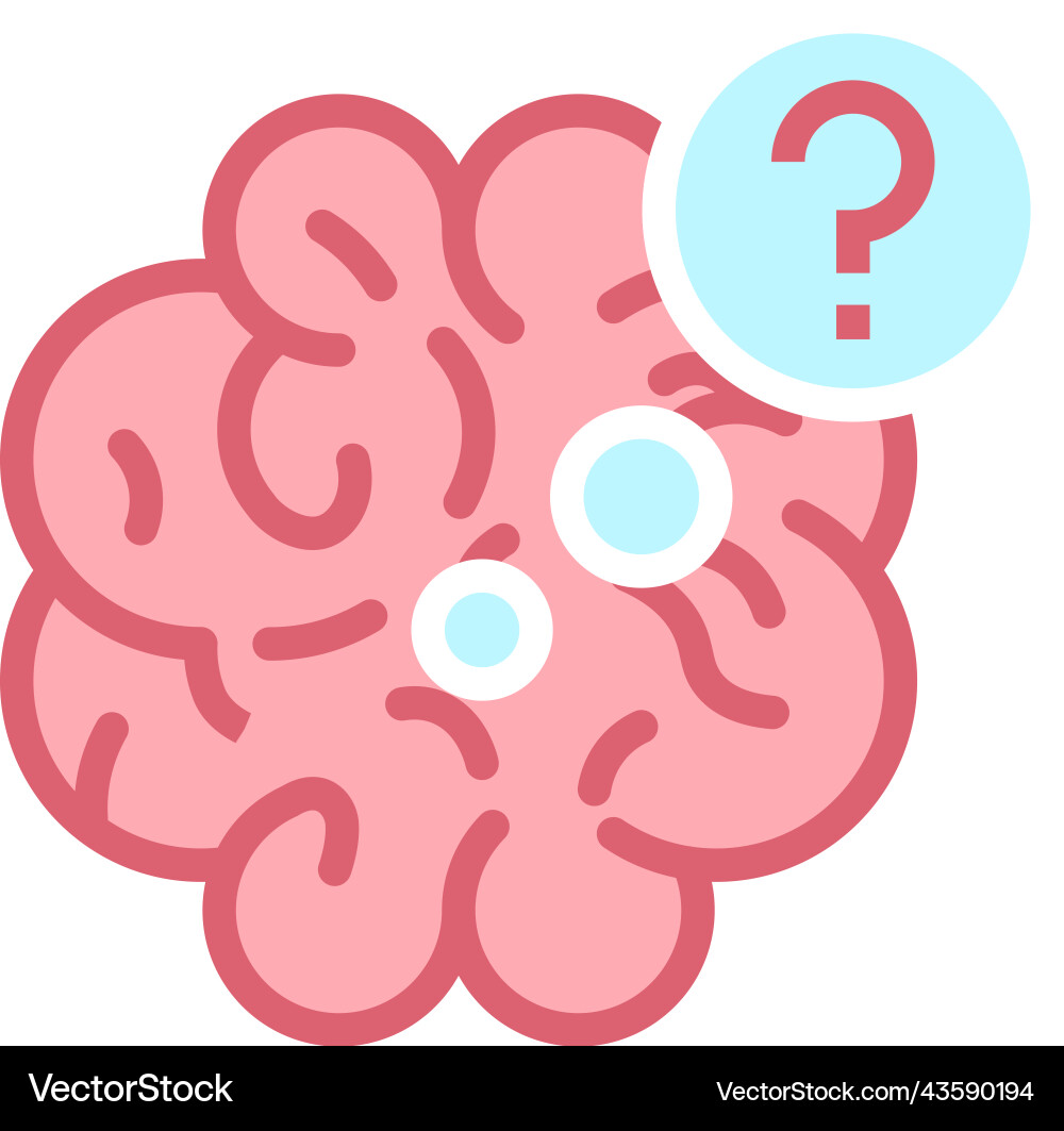 Brain icon with question mark problem solving Brain icon with question mark problem solving vector image