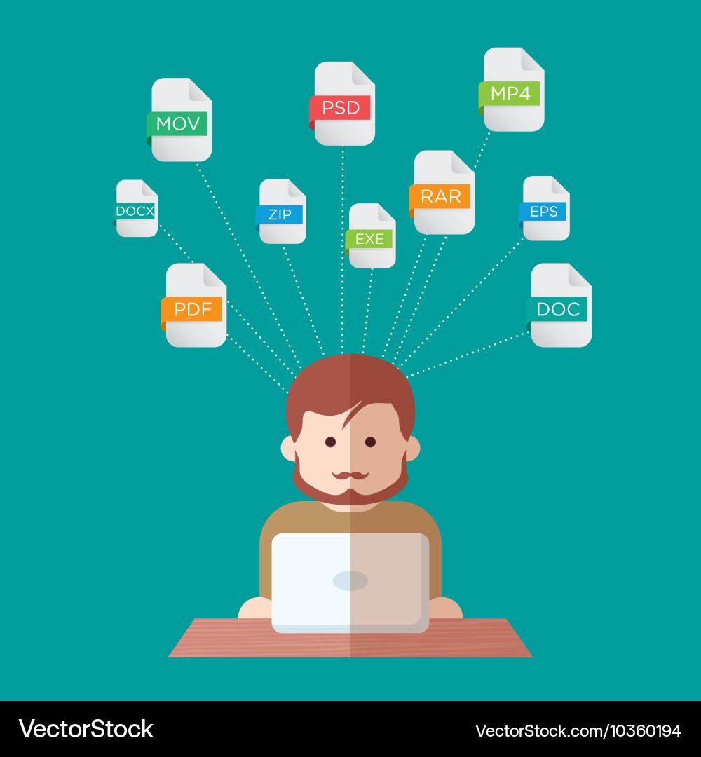 File extensions people with computers vector image