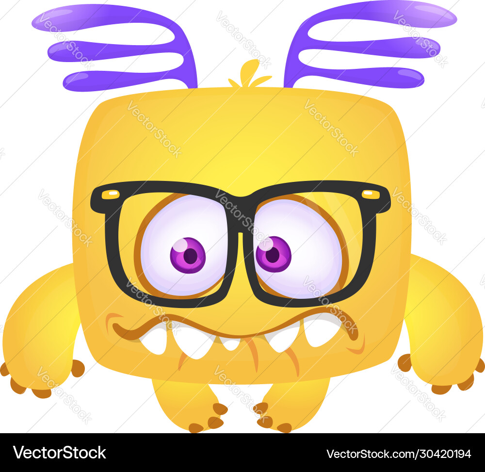 Funny cartoon monster wearing eyeglasses halloween Funny cartoon monster wearing eyeglasses halloween vector image