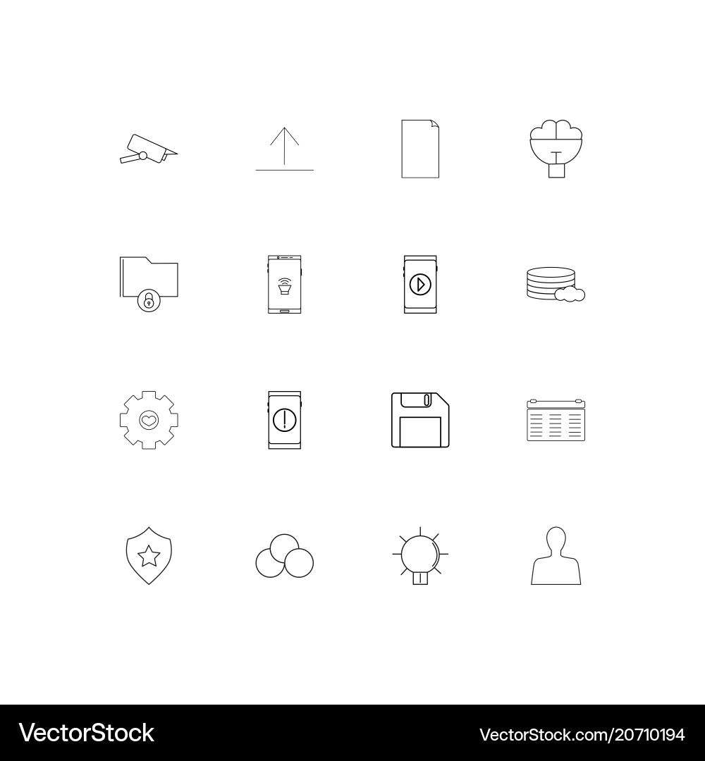 Internet technologies simple linear icons set Vector Image