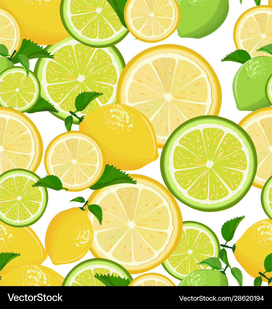 Lemon and Lime Seamless Pattern vector image