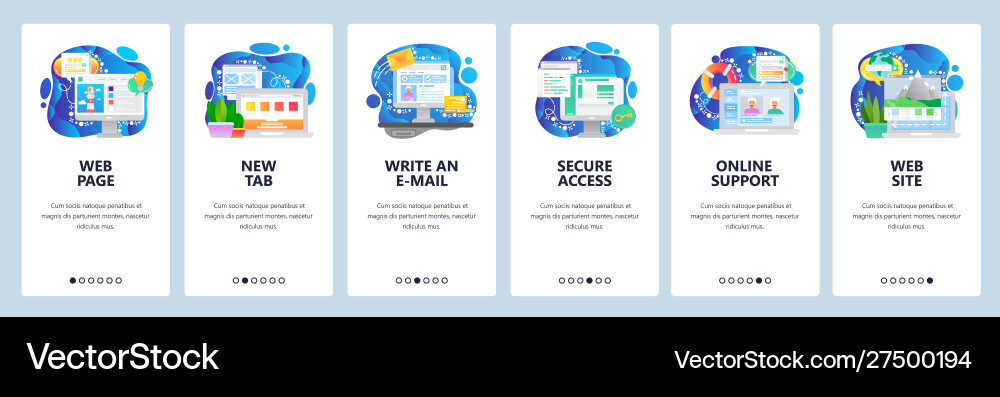 Mobile app onboarding screens computer technology vector image