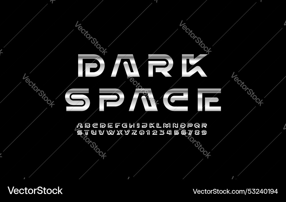 Modern font chrome alphabet from segment line Modern font chrome alphabet from segment line vector image
