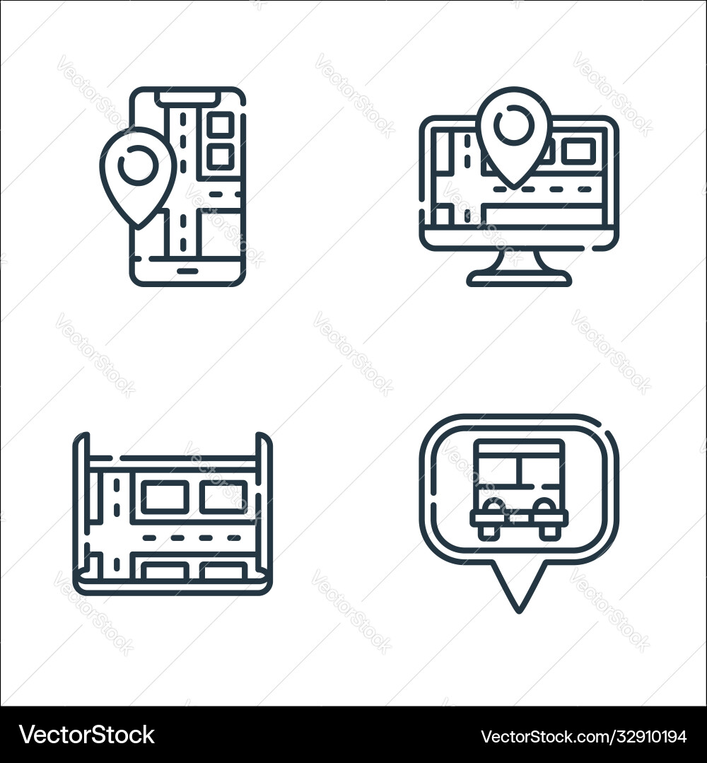 Navigation and maps line icons linear set quality Vector Image