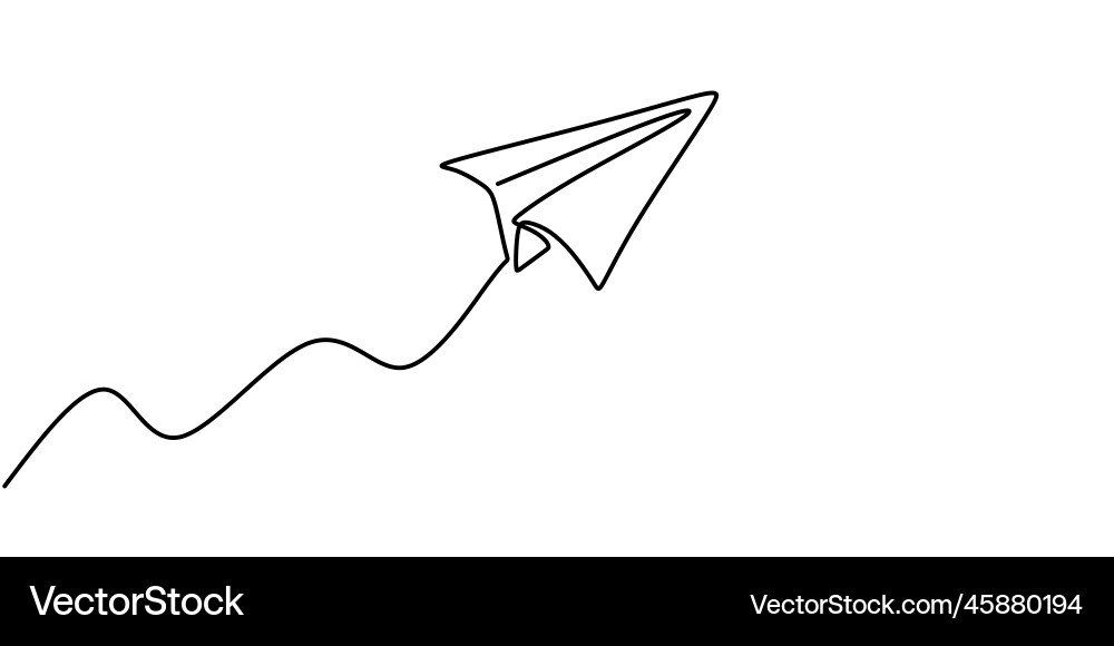 Paper plane drawing continuous single one line Paper plane drawing continuous single one line vector image