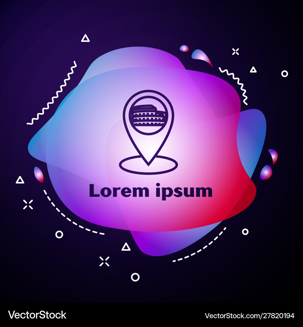 Purple line map pointer with coliseum in rome Purple line map pointer with coliseum in rome vector image