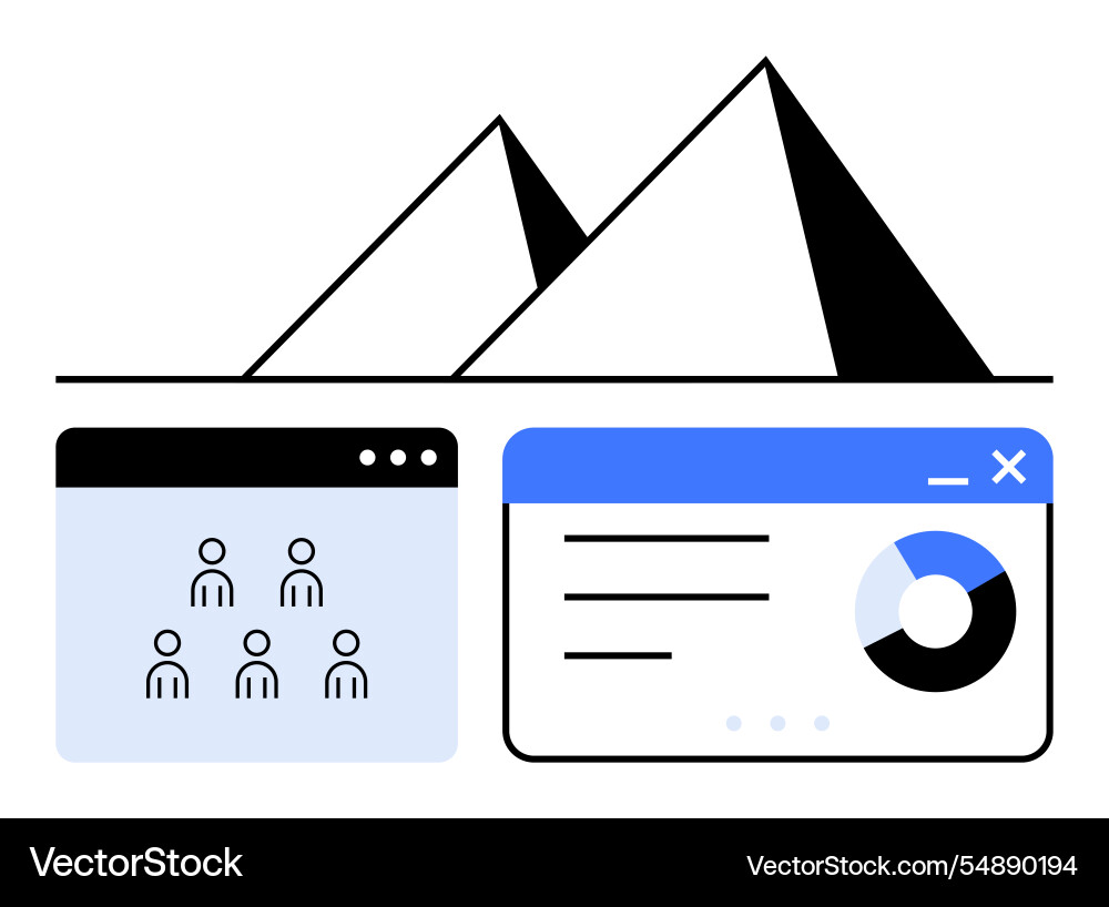 Pyramid structure with digital interfaces Pyramid structure with digital interfaces Vector Image