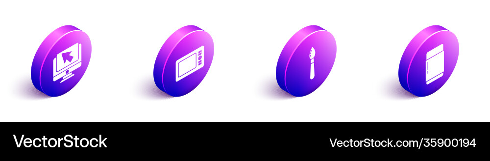 Set isometric computer monitor and cursor graphic Set isometric computer monitor and cursor graphic vector image