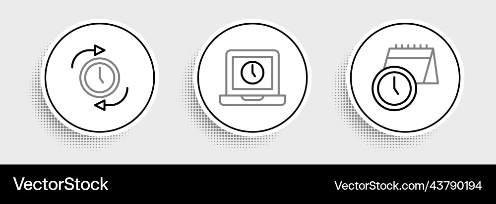 Set line calendar and clock with arrow Set line calendar and clock with arrow vector image