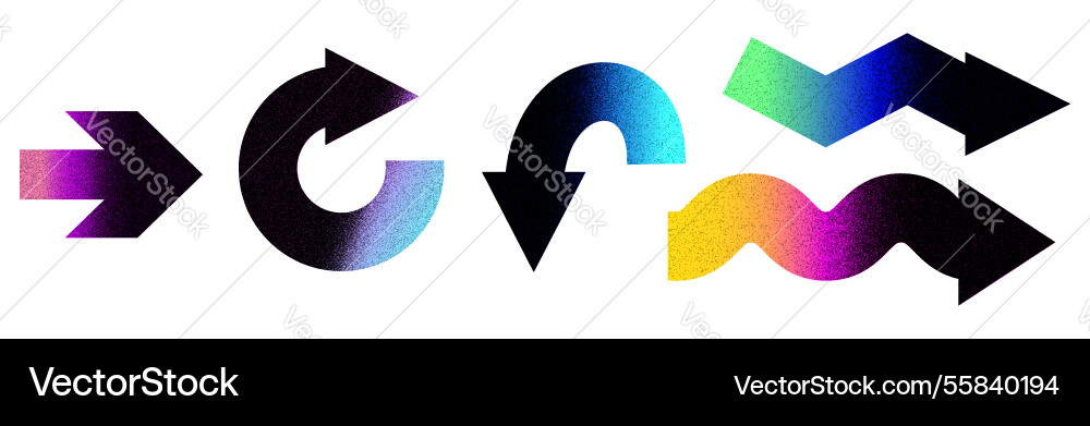 Set of arrows with various shapes and gradient vector image