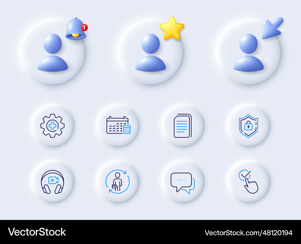 Shield checkbox and replacement line icons Shield checkbox and replacement line icons vector image
