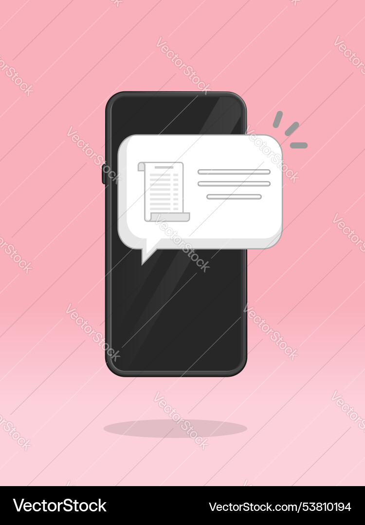 Smartphone invoice receipt push notification Smartphone invoice receipt push notification vector image