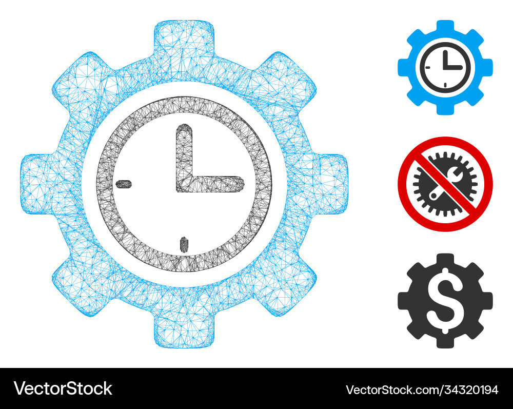 Time setup gear polygonal web mesh Time setup gear polygonal web mesh vector image