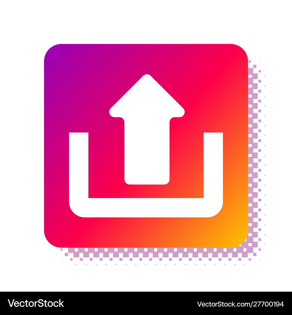 White upload icon isolated on background up White upload icon isolated on background up Vector Image