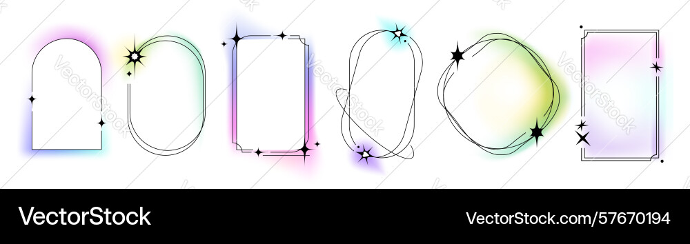 Y2k border frames with blur gradient effect vector image