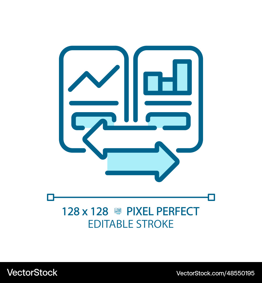 2d customizable thin line blue graph comparisons Vector Image