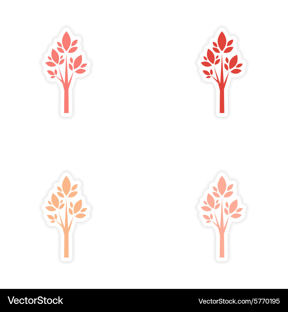 Assembly realistic sticker design on paper tree vector image
