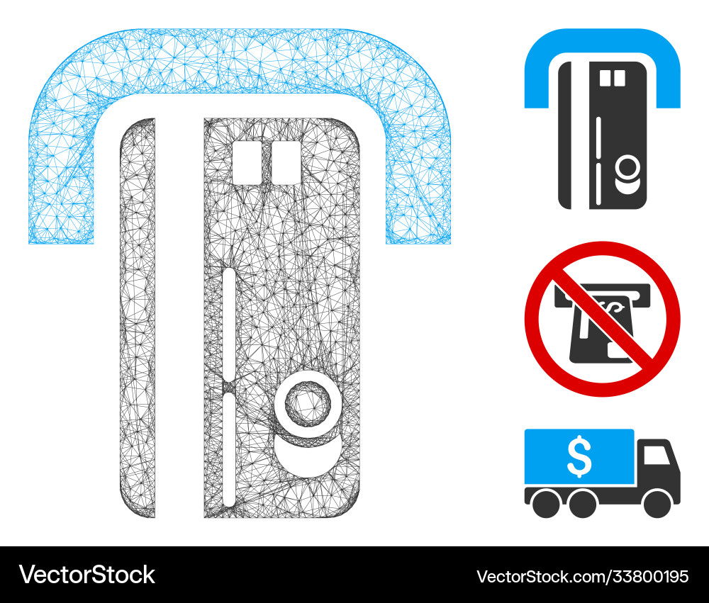 Banking machine polygonal web mesh Banking machine polygonal web mesh vector image