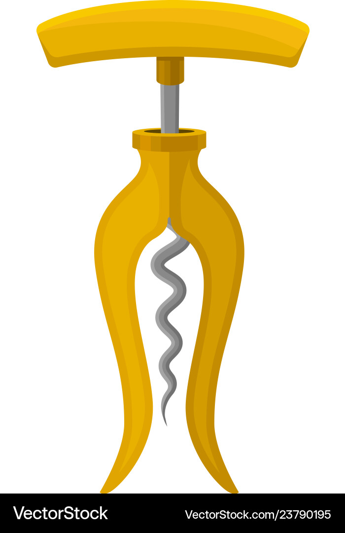 Flat icon of corkscrew with bright yellow Vector Image